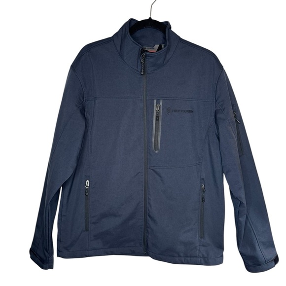 Free Country Men’s Softshell Jacket - Size L - Water Resistant - Navy Blue - Picture 2 of 12